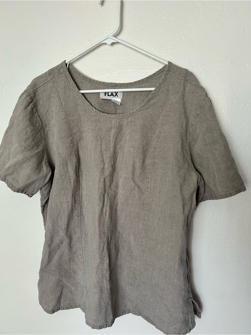 Flax Women Short Sleeve Casual Linen Scoop Neck Top Blouse Xl Pullover Organic